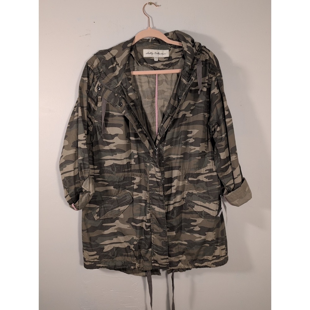 Sebby Hooded Jacket Lightweight‎ Camo Cinch Waist Size XL full zip New